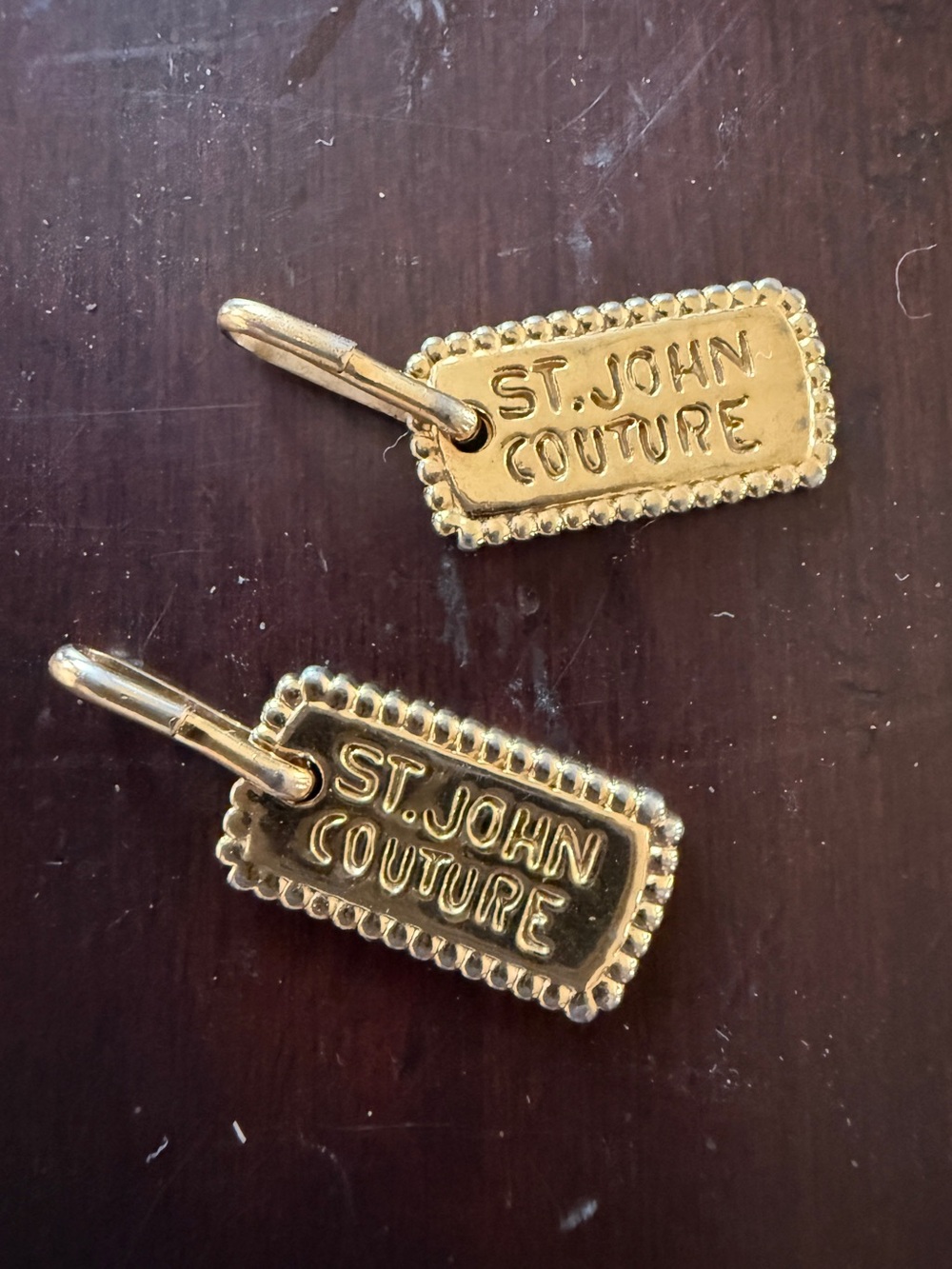 2 Vintage St. John gold tone zipper pulls replacements